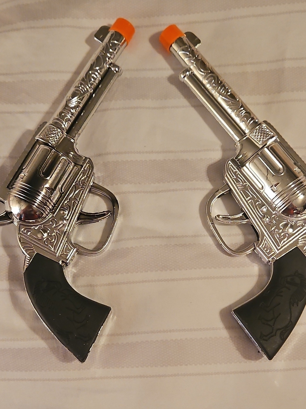Kids Silver Toy Revolver Set with Orange Tips